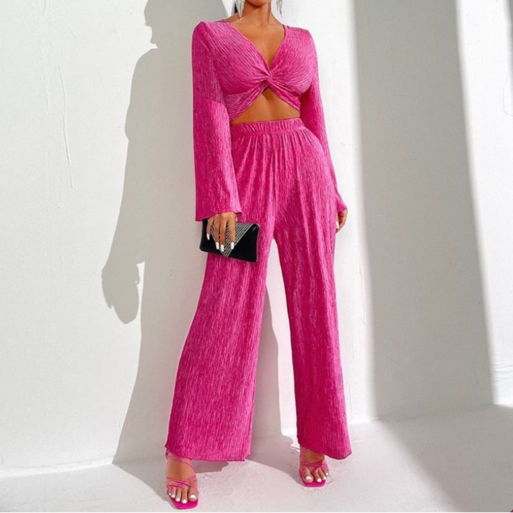 Velvet pink pants with top